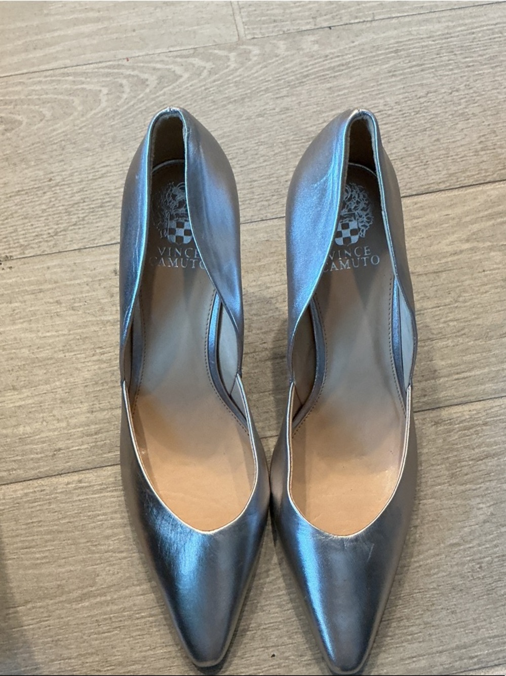 Vince Camuto Karala Metallic SilverLeather  Pointed-Toe Pumps Women’s S 11M